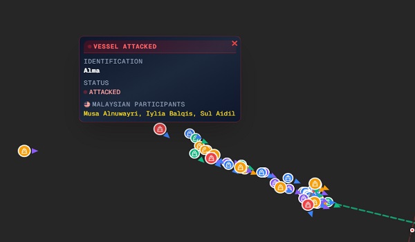 Tiga kapal Global Sumud Flotilla diceroboh /FOTO Sumud Nusantara Flotilla Tracker